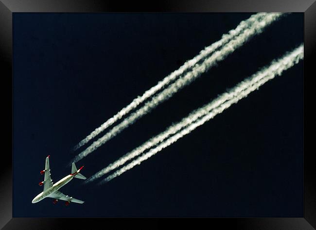 Virgin Atlantic Jumbo soars over Exmoor Framed Print by Mike Gorton