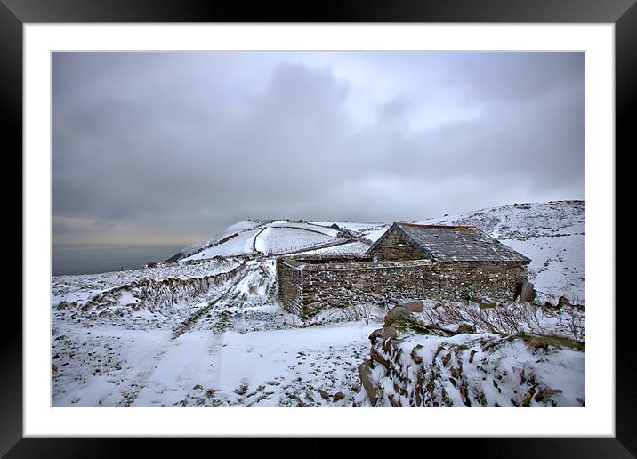 Snow Covered Exmoor Framed Mounted Print by Mike Gorton