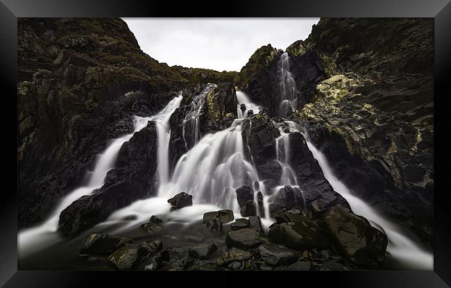 Waterfall at Welcombe Mouth Devon Framed Print by Mike Gorton