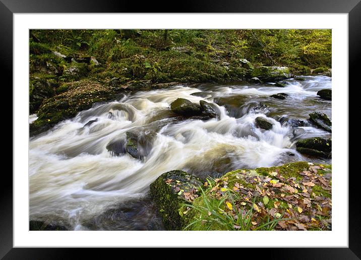 Fast Flowing Autumn River Framed Mounted Print by Mike Gorton