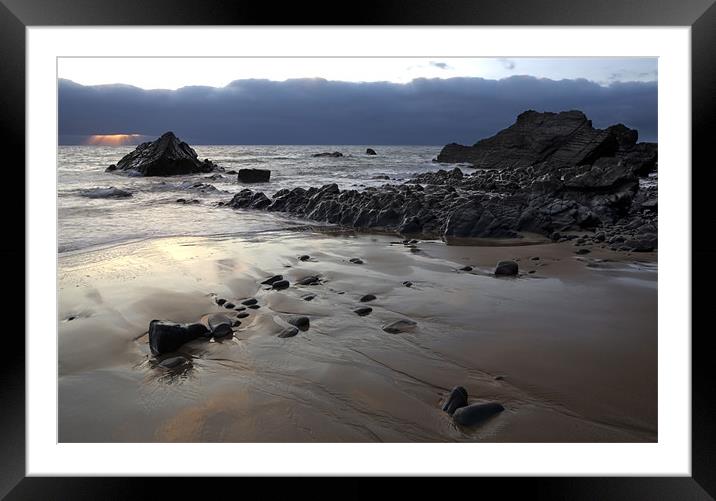 Sandymouth Sunset Framed Mounted Print by Mike Gorton