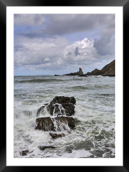 Hartland Quay with Bear Head in Distance Framed Mounted Print by Mike Gorton