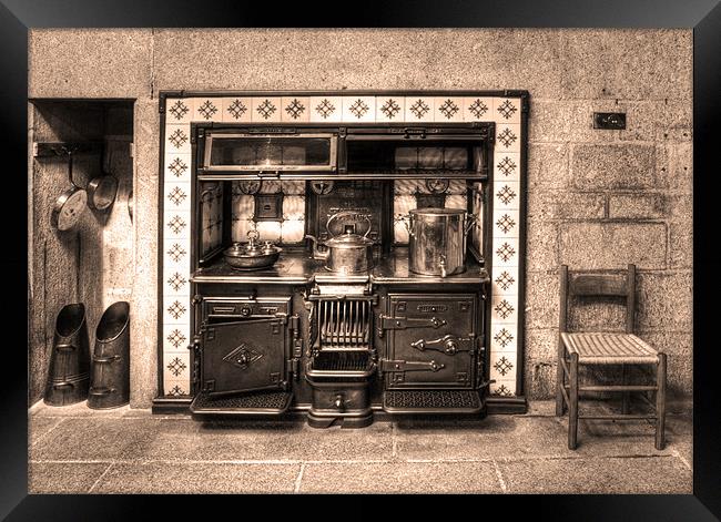 Old Cooking Range Sepia Framed Print by Mike Gorton