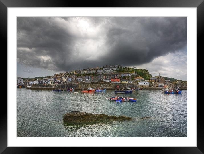 Mevagissey outer harbour Cornwall Framed Mounted Print by Mike Gorton