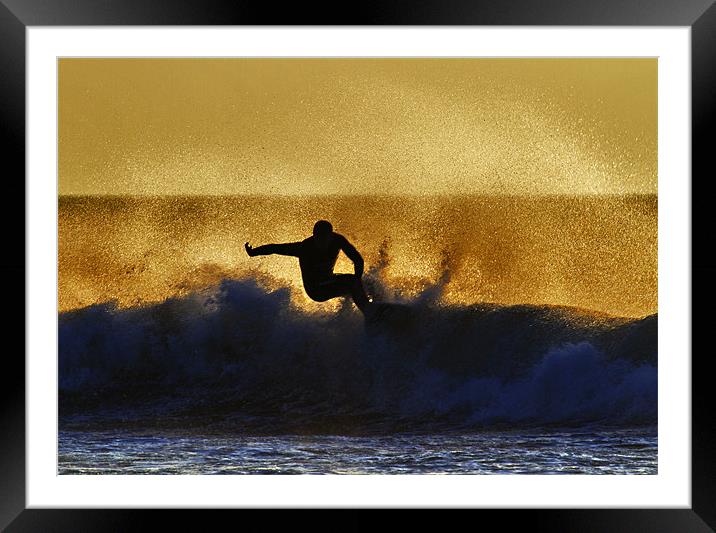 Sunset Surfer Framed Mounted Print by Mike Gorton