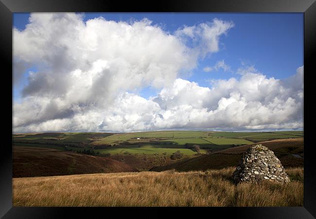 Memorial cairn on Exmoor Framed Print by Mike Gorton