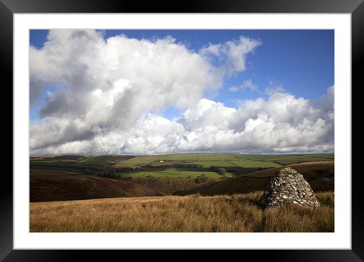 Memorial cairn on Exmoor Framed Mounted Print by Mike Gorton