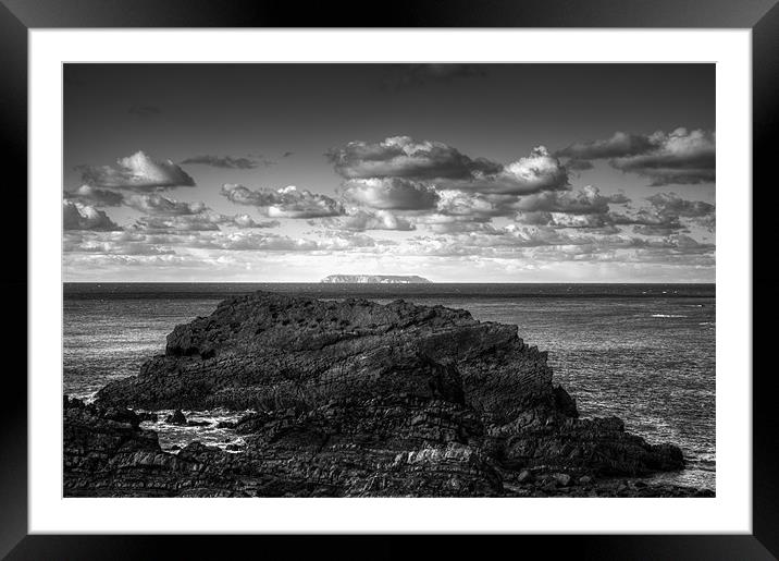 Lundy Over Hartland Quay Framed Mounted Print by Mike Gorton