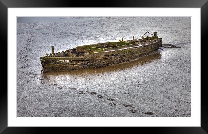 Abandoned wreck on the River Torridge Framed Mounted Print by Mike Gorton