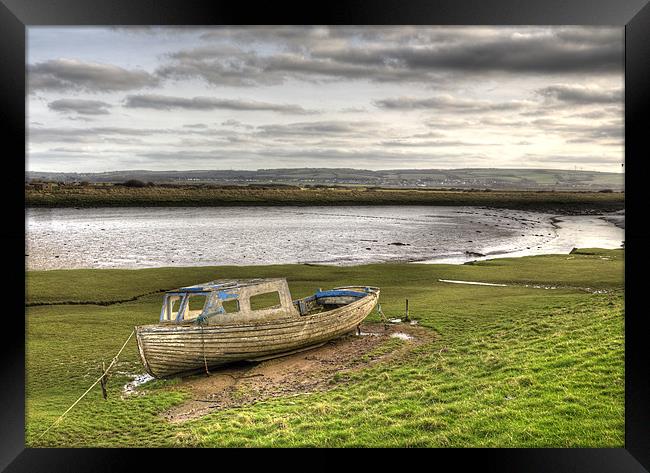 Decaying Boat on Braunton Burrows Framed Print by Mike Gorton