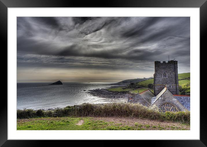 Rain Clouds over The Mewstone Framed Mounted Print by Mike Gorton