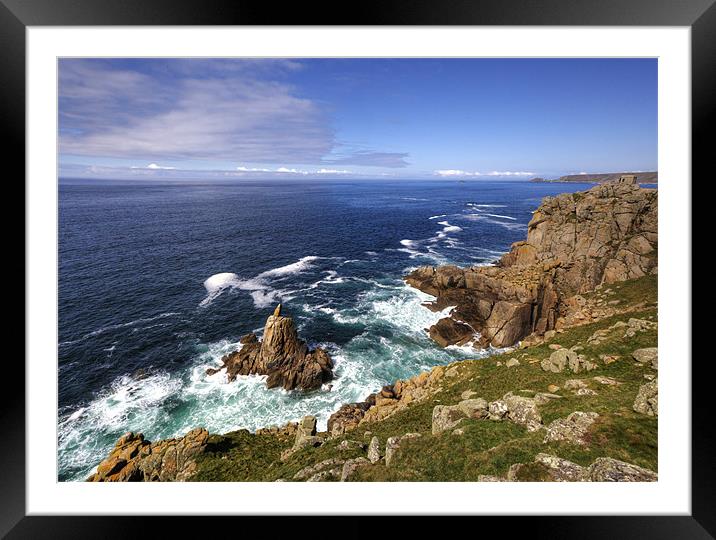 Land's End Cornwall Framed Mounted Print by Mike Gorton