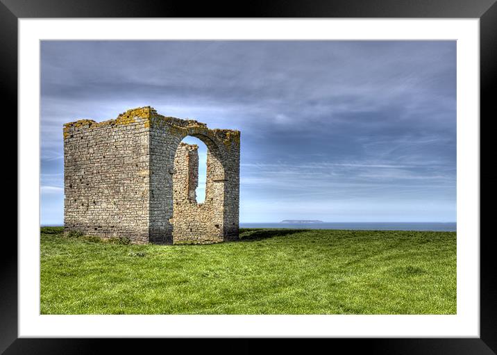 Hartland Ruin and Lundy Framed Mounted Print by Mike Gorton