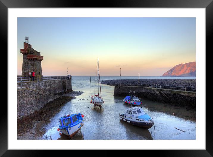 Lynmouth Harbour Sunset Framed Mounted Print by Mike Gorton