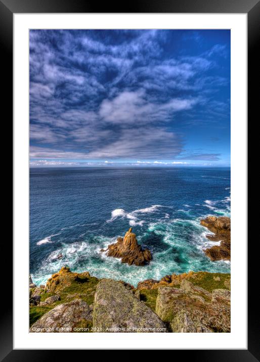 Majestic Waves Crashing Against Lands End Rock Framed Mounted Print by Mike Gorton