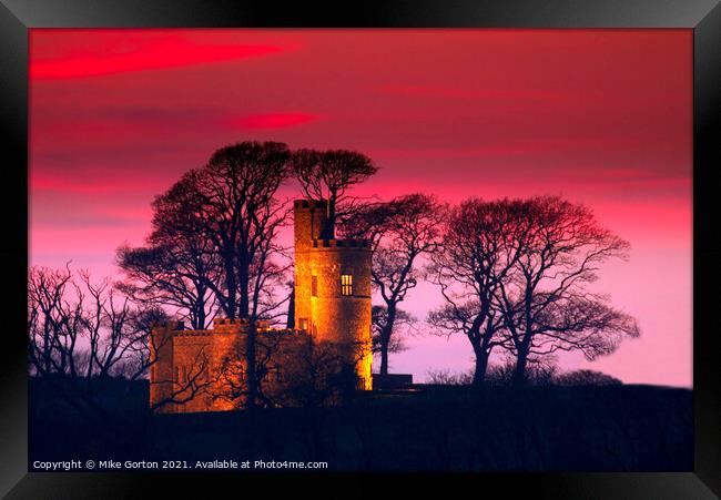 Sunset over Tawstock Castle in Barnstaple Framed Print by Mike Gorton