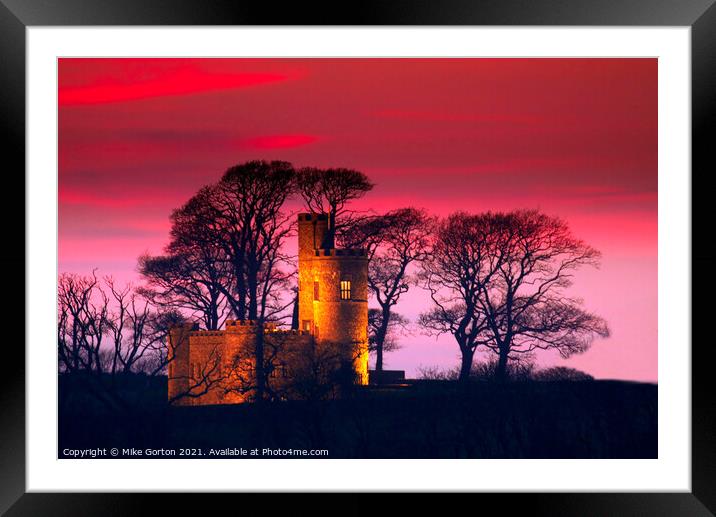 Sunset over Tawstock Castle in Barnstaple Framed Mounted Print by Mike Gorton