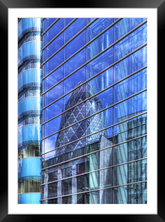 London’s Gherkin reflection Framed Mounted Print by Mike Gorton