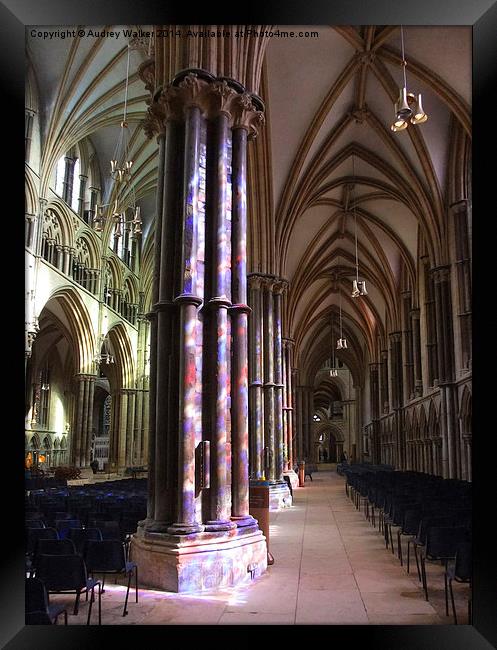 REFLECTIONS IN LINCOLN CATHEDRAL Framed Print by Audrey Walker