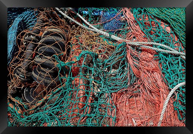 Trawler Nets Framed Print by Audrey Walker