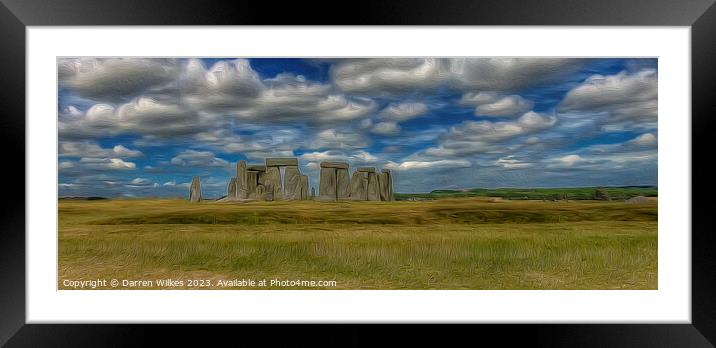 Stonehenge  Wiltshire Oil Style Painting Framed Mounted Print by Darren Wilkes