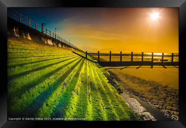 Rhyl Beach Sunset Splash Point Framed Print by Darren Wilkes