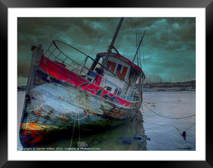 Conwy Harbour Abandoned Boats - North Wales  Framed Mounted Print by Darren Wilkes