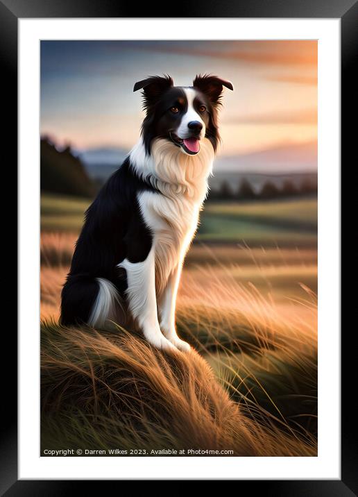 Border Collie Watching his flock Framed Mounted Print by Darren Wilkes
