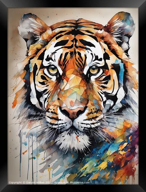 Abstract tiger watercolour  Framed Print by Darren Wilkes