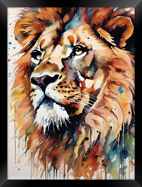 Male Lion Abstract Art Framed Print by Darren Wilkes