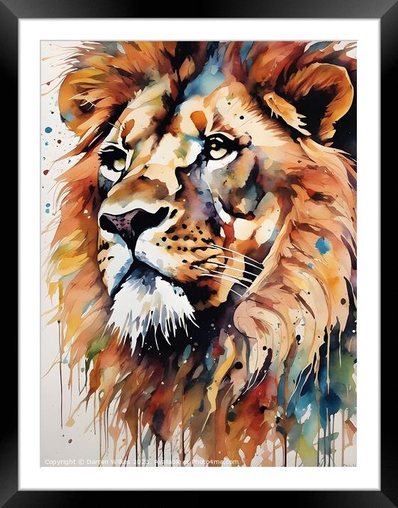 Male Lion Abstract Art Framed Mounted Print by Darren Wilkes