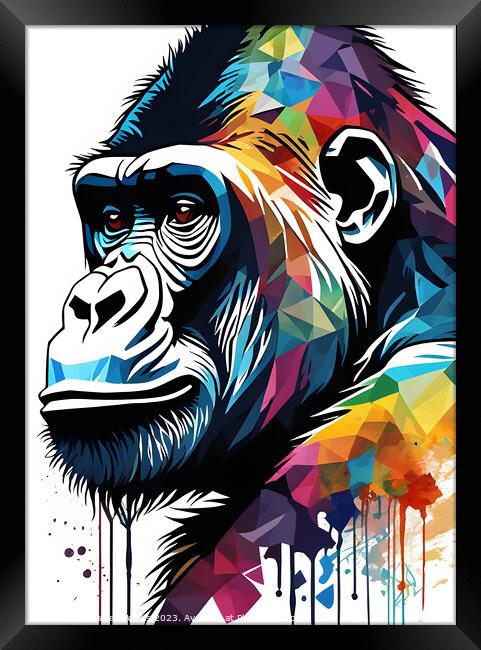Abstract Gorilla Artistic Illusion Framed Print by Darren Wilkes