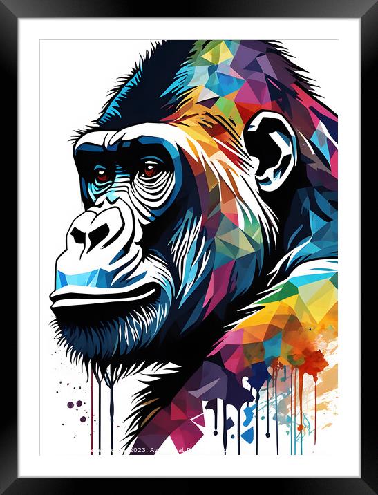 Abstract Gorilla Artistic Illusion Framed Mounted Print by Darren Wilkes