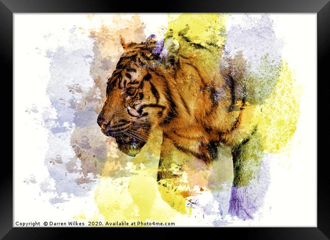 Digital Tiger Art  Framed Print by Darren Wilkes
