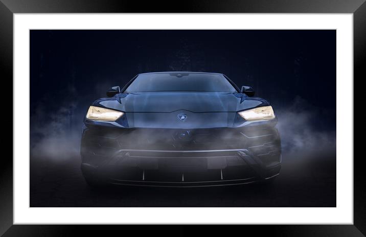 Lamborghini Urus in the woods Framed Mounted Print by Guido Parmiggiani