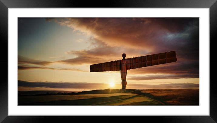 Enigmatic Angel of the North Silhouette Framed Mounted Print by Guido Parmiggiani