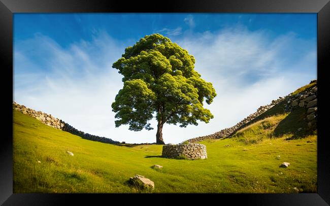 The famous sycamore gap Framed Print by Guido Parmiggiani