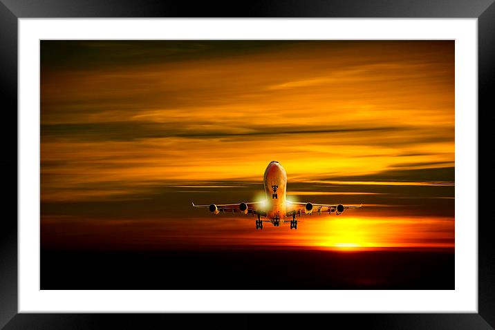 Landing at sunset Framed Mounted Print by Guido Parmiggiani