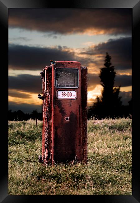 The butterfly, and the old petrol pump Framed Print by Guido Parmiggiani