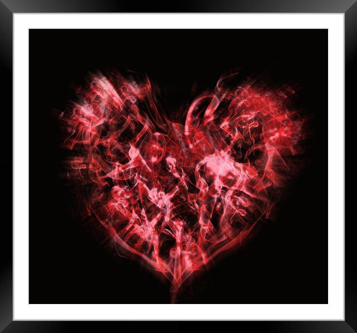 heart read of smoke  for Valentine's day   Framed Mounted Print by Guido Parmiggiani