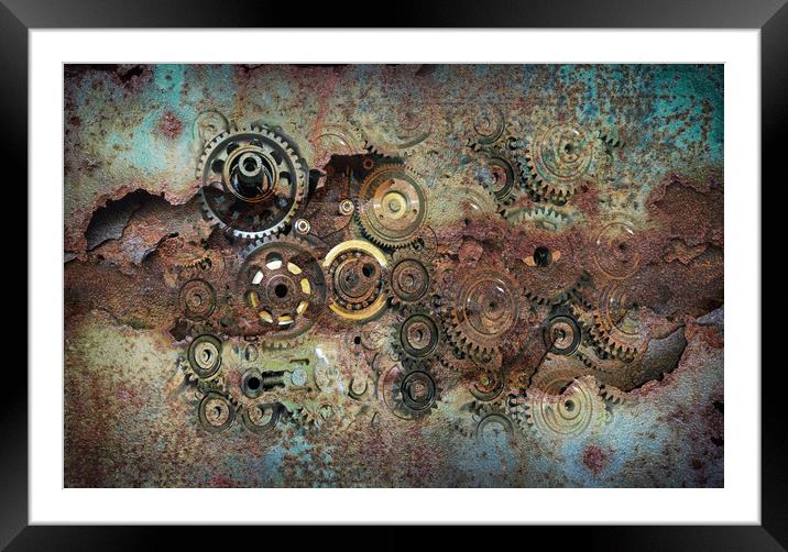 gears and rust Framed Mounted Print by Guido Parmiggiani