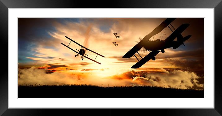 aerial battle first world war Framed Mounted Print by Guido Parmiggiani