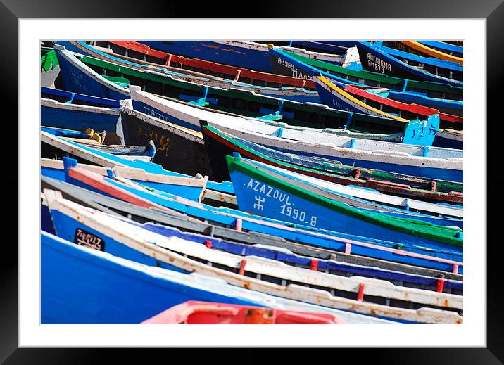 Moroccon Fishing Boats Framed Mounted Print by Spenser Davies
