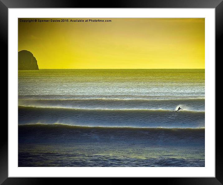  Solo surfing at a Gower beach Framed Mounted Print by Spenser Davies