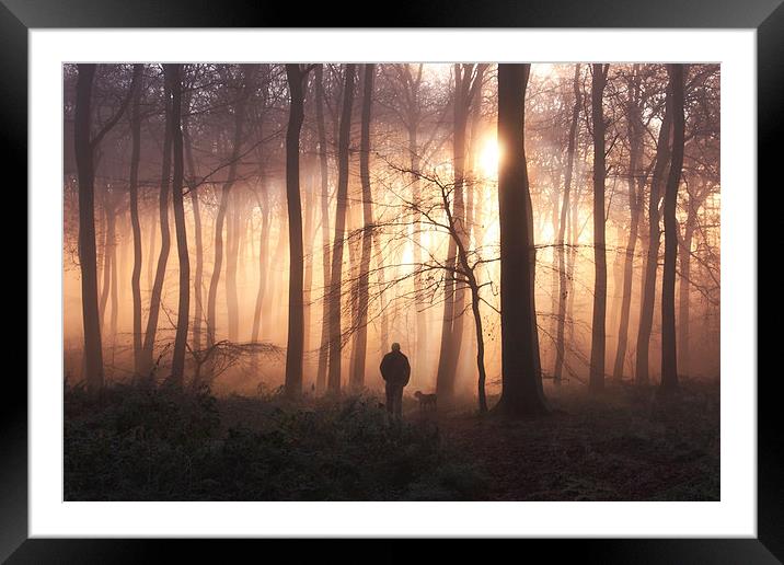 The Dog Walker Framed Mounted Print by Ceri Jones