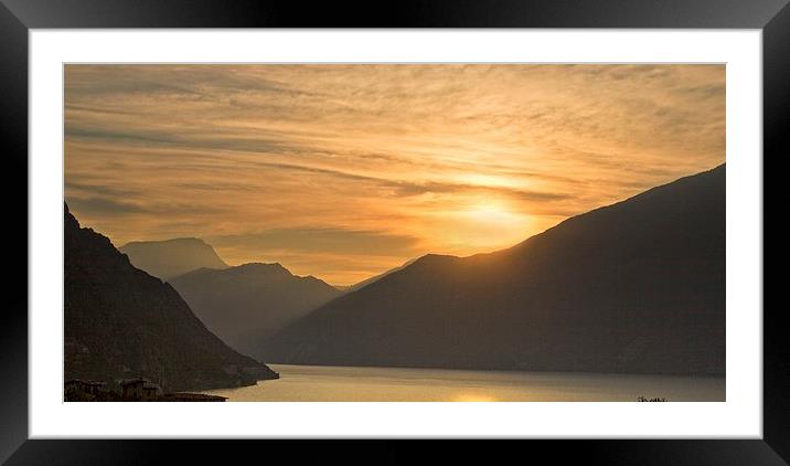  Sunrise over Lake Garda Framed Mounted Print by Ceri Jones