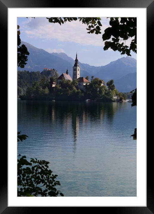 Lake Bled Island Framed Mounted Print by Ceri Jones