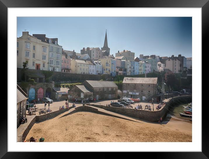 Tenby Harbour and Town Framed Mounted Print by Ceri Jones