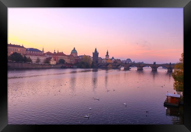 Dawn over Charles Bridge, Prague Framed Print by Ceri Jones