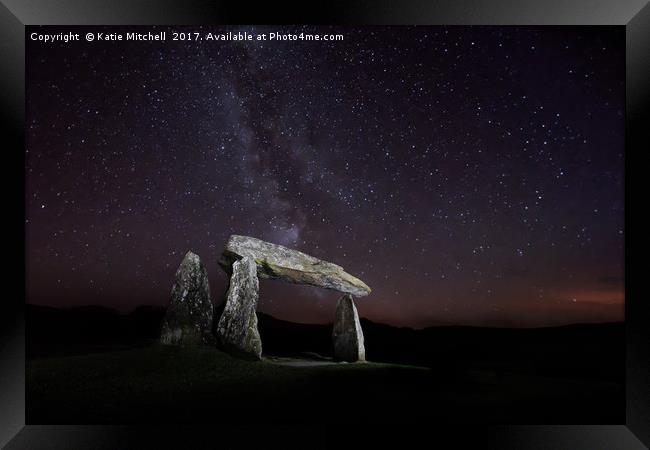 Milky Way over Pentre Ifan Framed Print by Katie Mitchell